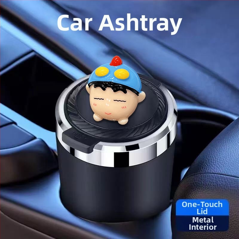 Пепелник за автомобил с капак, метално вътрешно дъно, мултифункционален, защита от разпръсване на пепел, модел TSM+6, гравиране