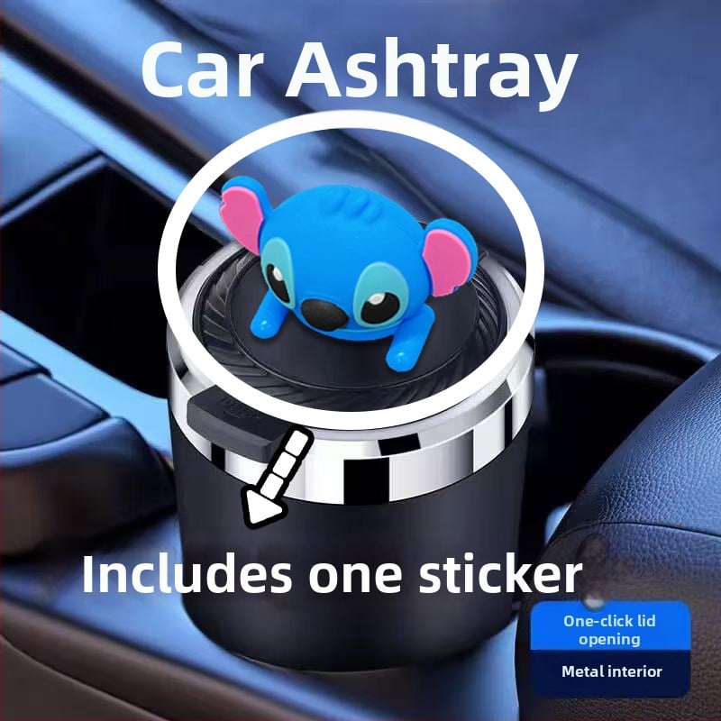 Пепелник за автомобил с капак, метално вътрешно дъно, мултифункционален, защита от разпръсване на пепел, модел TSM+6, гравиране