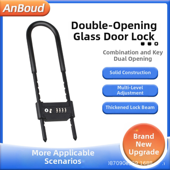 Anbond Zámok tvaru U so zámkom pre sklenené a posuvné dvere, model L-ks01, materiál: železo, zinok, PVC kožený obal, proti krádeži