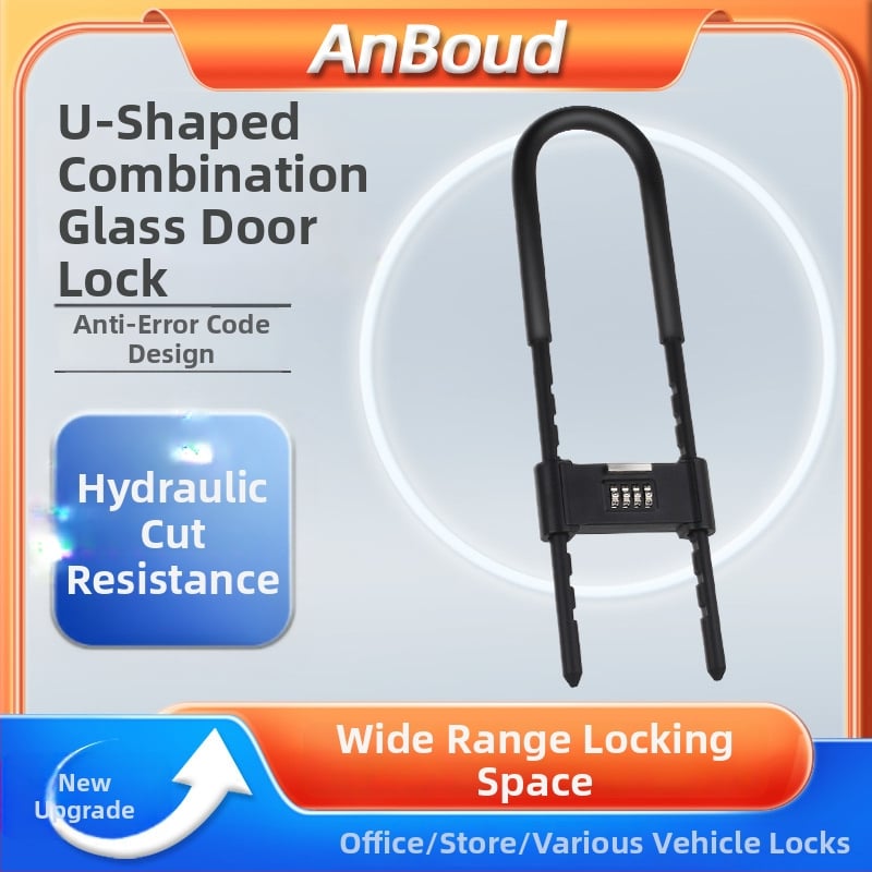 Anbond Zámok tvaru U so zámkom pre sklenené a posuvné dvere, model L-ks01, materiál: železo, zinok, PVC kožený obal, proti krádeži