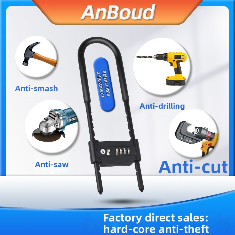 Anbond Zámok tvaru U so zámkom pre sklenené a posuvné dvere, model L-ks01, materiál: železo, zinok, PVC kožený obal, proti krádeži