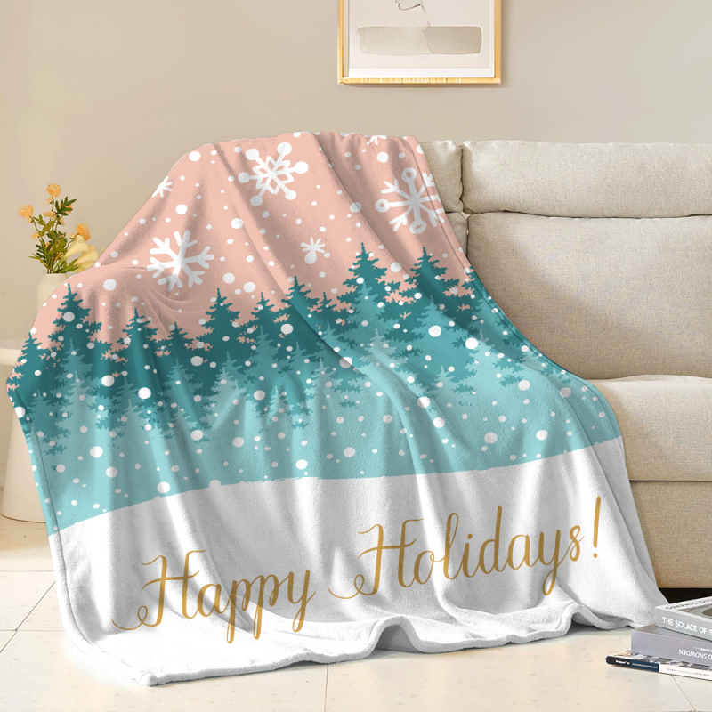 Pătură din poliester cu desen animat, imprimată, 230 g, iarnă, personalizabilă