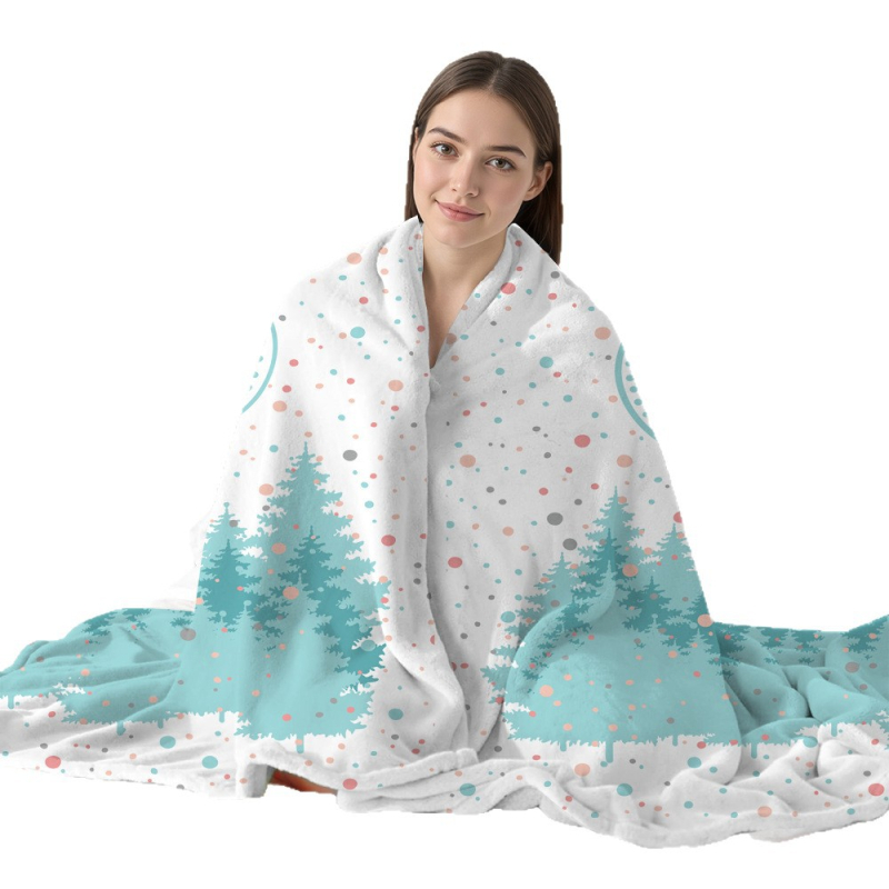 Pătură din poliester cu desen animat, imprimată, 230 g, iarnă, personalizabilă