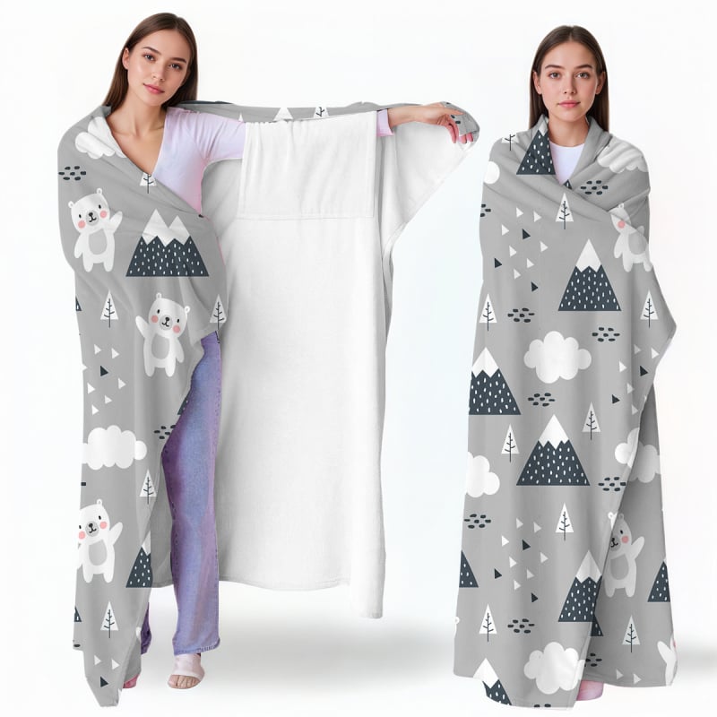 Pătură din poliester cu desen animat, imprimată, 230 g, iarnă, personalizabilă