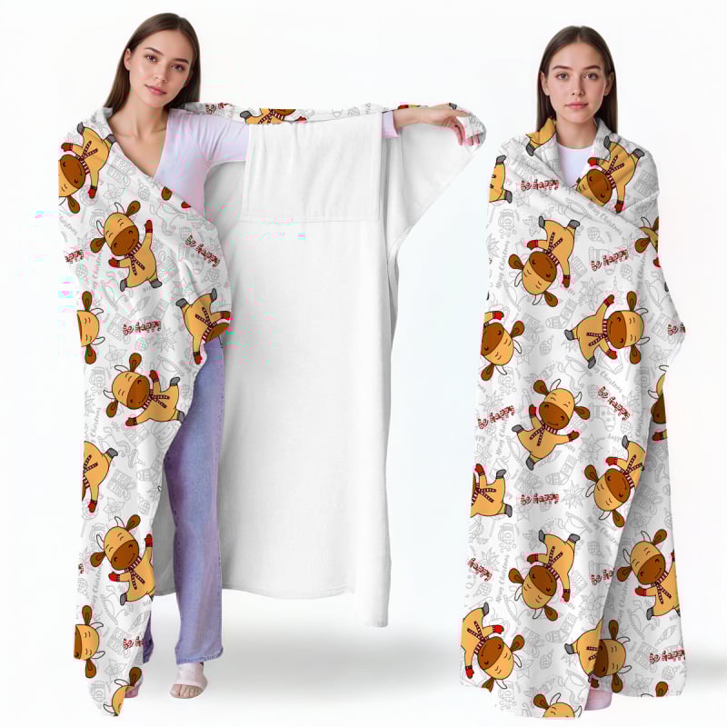 Pătură din poliester cu desen animat, imprimată, 230 g, iarnă, personalizabilă