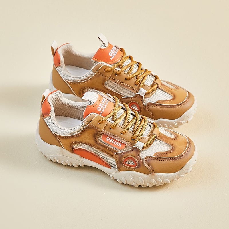 Pantofi sport pentru femei Dad Shoes, primăvara 2026, partea superioară PU, talpă din cauciuc, închidere cu șireturi în față, profil jos, vârf rotund