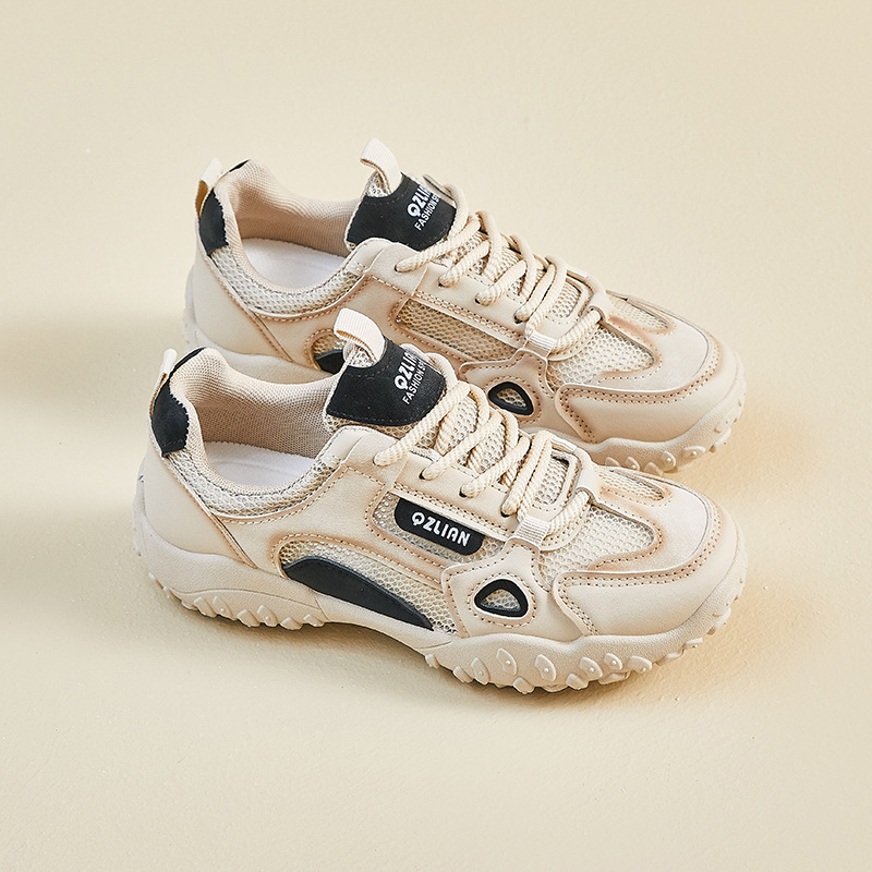 Pantofi sport pentru femei Dad Shoes, primăvara 2026, partea superioară PU, talpă din cauciuc, închidere cu șireturi în față, profil jos, vârf rotund