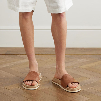 Σαγιονάρες ενηλίκων με επάνω μέρος από δέρμα μικροϊνών, νεανικό στυλ, σόλα από συνθετικό υλικό