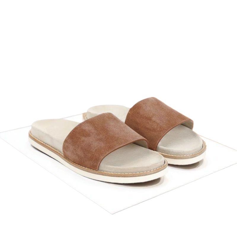 Σαγιονάρες ενηλίκων με επάνω μέρος από δέρμα μικροϊνών, νεανικό στυλ, σόλα από συνθετικό υλικό