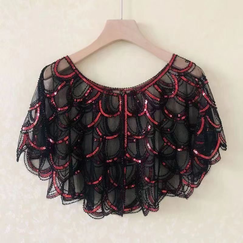 Sieťový kabát s výšivkou, V golier, bez rukávov, zapínanie na jeden gombík