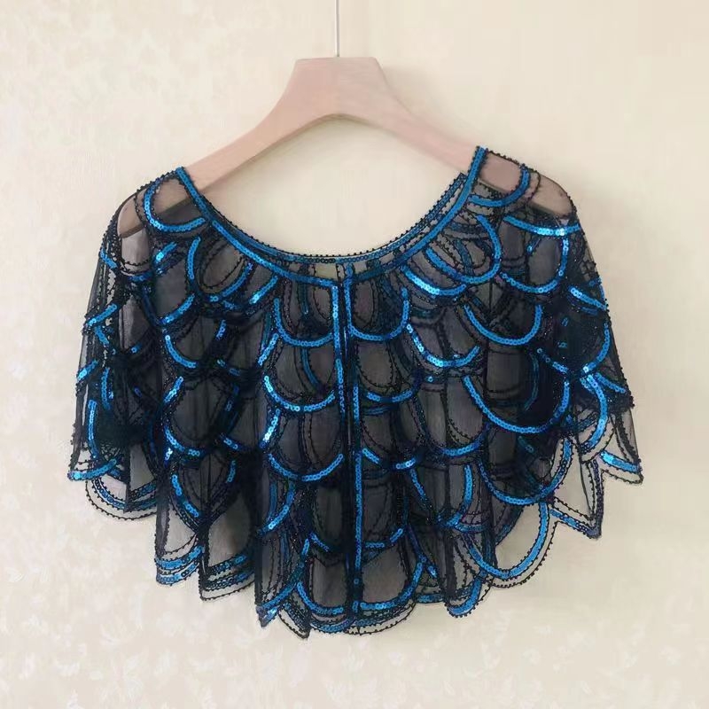 Sieťový kabát s výšivkou, V golier, bez rukávov, zapínanie na jeden gombík