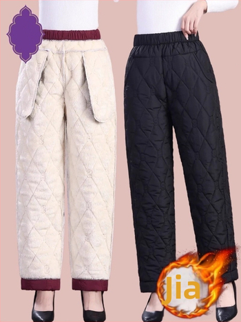 Női vastag fleece-öltött téli nadrág, szabad szabás, egyszínű, tél 2025