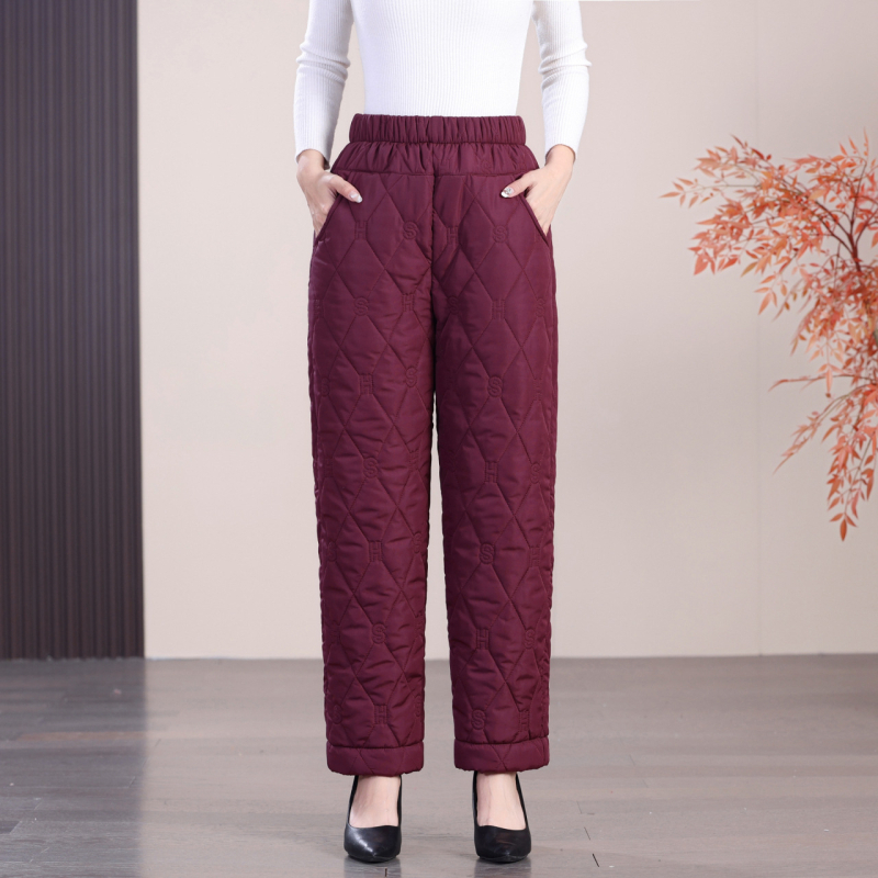 Női vastag fleece-öltött téli nadrág, szabad szabás, egyszínű, tél 2025