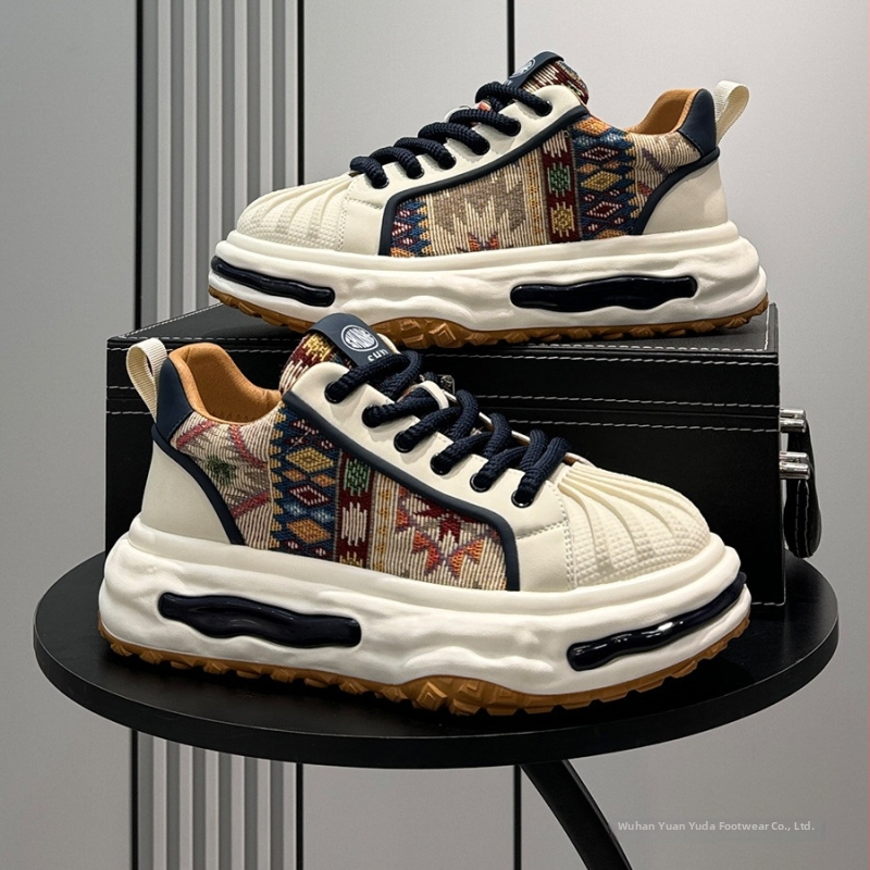 Ανδρικά shell-toe sneakers, παχιά σόλα, εσωτερική αύξηση ύψους, υφασμάτινο επάνω μέρος, κορδόνια