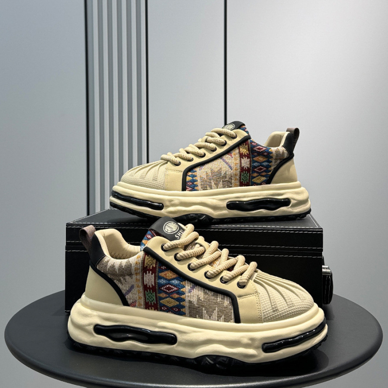 Ανδρικά shell-toe sneakers, παχιά σόλα, εσωτερική αύξηση ύψους, υφασμάτινο επάνω μέρος, κορδόνια