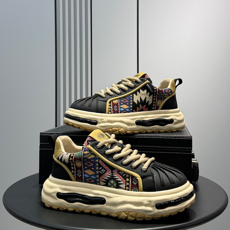 Ανδρικά shell-toe sneakers, παχιά σόλα, εσωτερική αύξηση ύψους, υφασμάτινο επάνω μέρος, κορδόνια