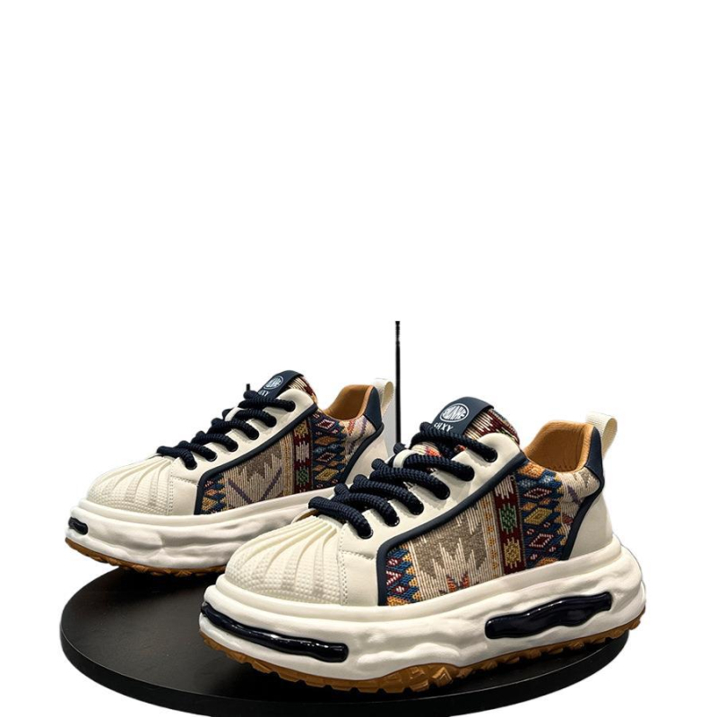 Ανδρικά shell-toe sneakers, παχιά σόλα, εσωτερική αύξηση ύψους, υφασμάτινο επάνω μέρος, κορδόνια