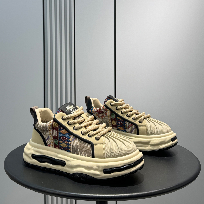 Ανδρικά shell-toe sneakers, παχιά σόλα, εσωτερική αύξηση ύψους, υφασμάτινο επάνω μέρος, κορδόνια