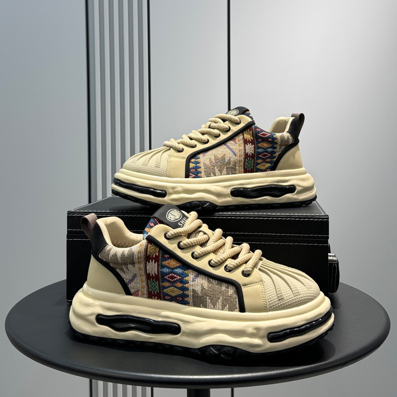 Ανδρικά shell-toe sneakers, παχιά σόλα, εσωτερική αύξηση ύψους, υφασμάτινο επάνω μέρος, κορδόνια