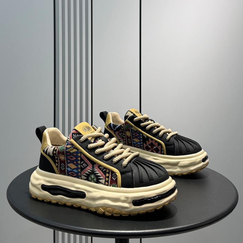 Ανδρικά shell-toe sneakers, παχιά σόλα, εσωτερική αύξηση ύψους, υφασμάτινο επάνω μέρος, κορδόνια