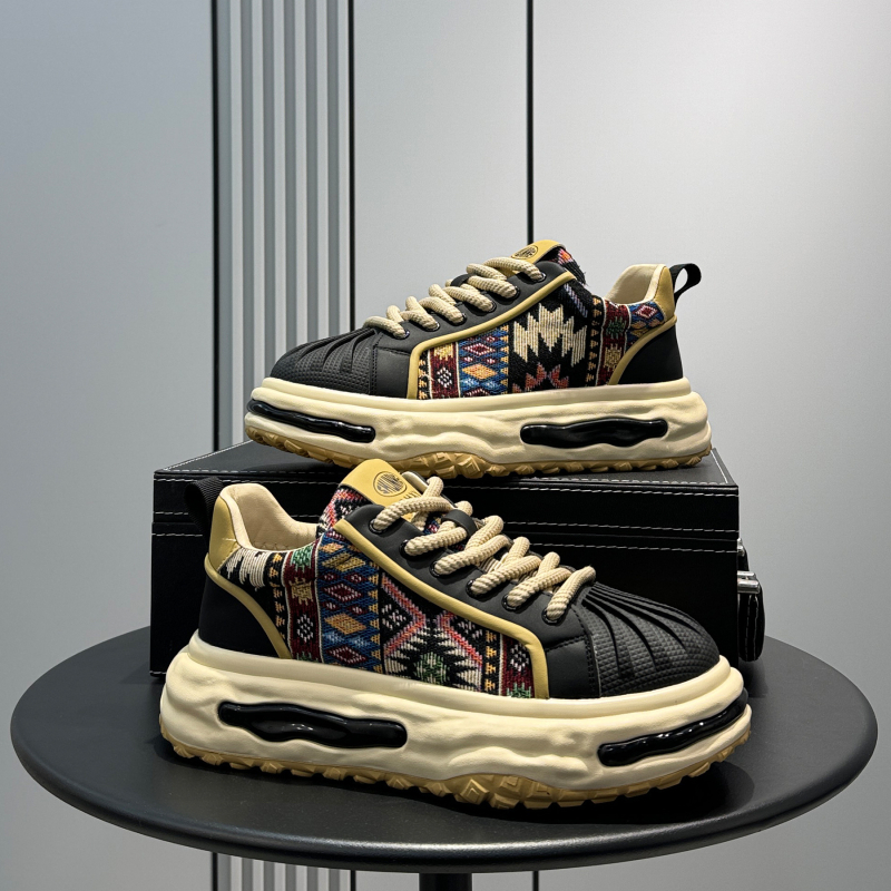 Ανδρικά shell-toe sneakers, παχιά σόλα, εσωτερική αύξηση ύψους, υφασμάτινο επάνω μέρος, κορδόνια