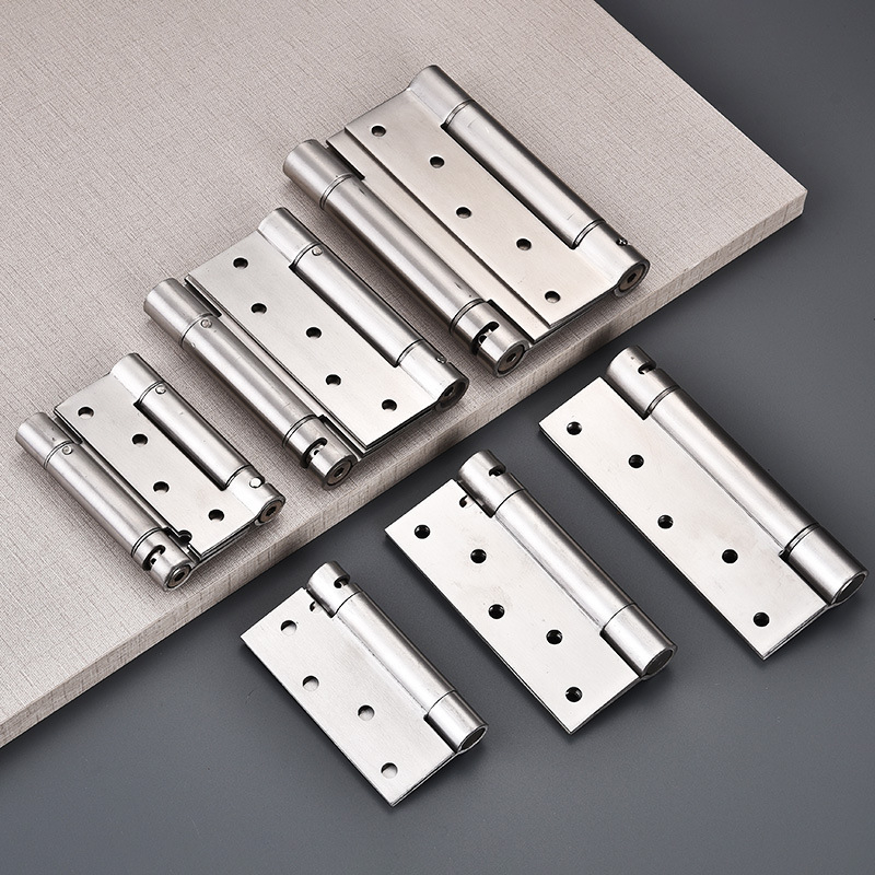 Rugós pánt rozsdamentes acélból, szálcsiszolt felület, kétirányú nyitás, automatikus zárás