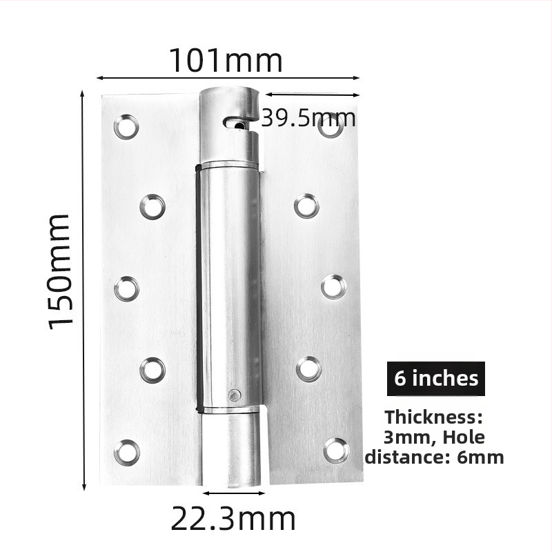 Rugós pánt rozsdamentes acélból, szálcsiszolt felület, kétirányú nyitás, automatikus zárás