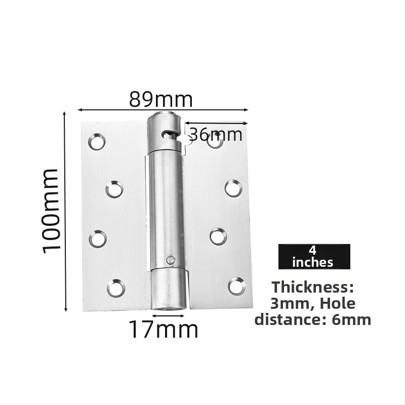 Rugós pánt rozsdamentes acélból, szálcsiszolt felület, kétirányú nyitás, automatikus zárás