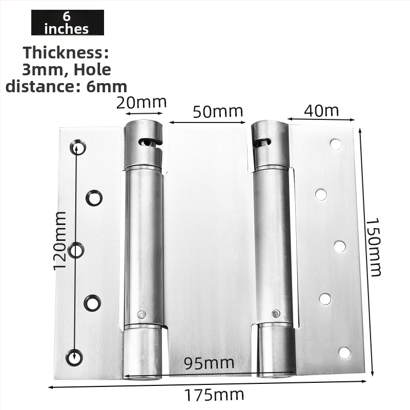 Rugós pánt rozsdamentes acélból, szálcsiszolt felület, kétirányú nyitás, automatikus zárás