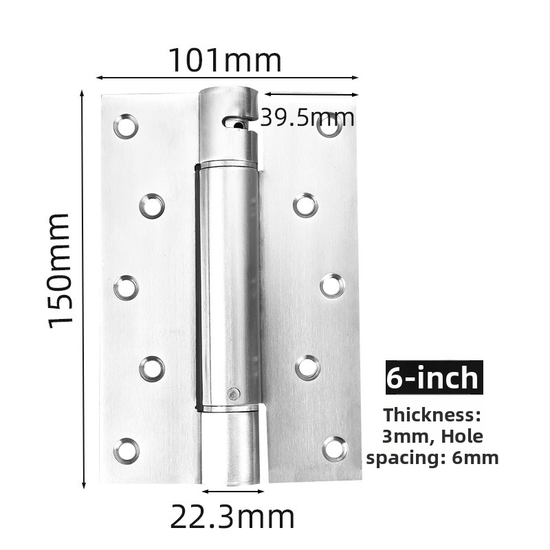 Rugós pánt rozsdamentes acélból, szálcsiszolt felület, kétirányú nyitás, automatikus zárás