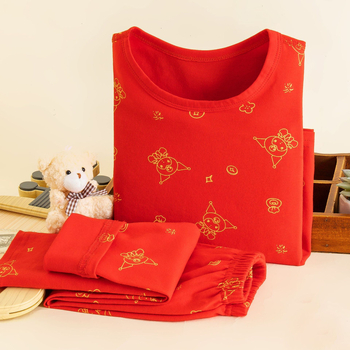 Παιδικό σετ πυτζάμας από βαμβάκι, unisex, καρτούν με μεγάλα λουλούδια, πουκάμισο με στρογγυλό λαιμό και μακριά παντελόνια, απομάκρυνση υγρασίας