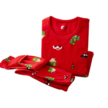 Παιδικό σετ πυτζάμας από βαμβάκι, unisex, καρτούν με μεγάλα λουλούδια, πουκάμισο με στρογγυλό λαιμό και μακριά παντελόνια, απομάκρυνση υγρασίας