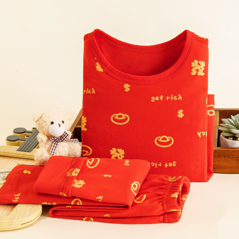 Παιδικό σετ πυτζάμας από βαμβάκι, unisex, καρτούν με μεγάλα λουλούδια, πουκάμισο με στρογγυλό λαιμό και μακριά παντελόνια, απομάκρυνση υγρασίας