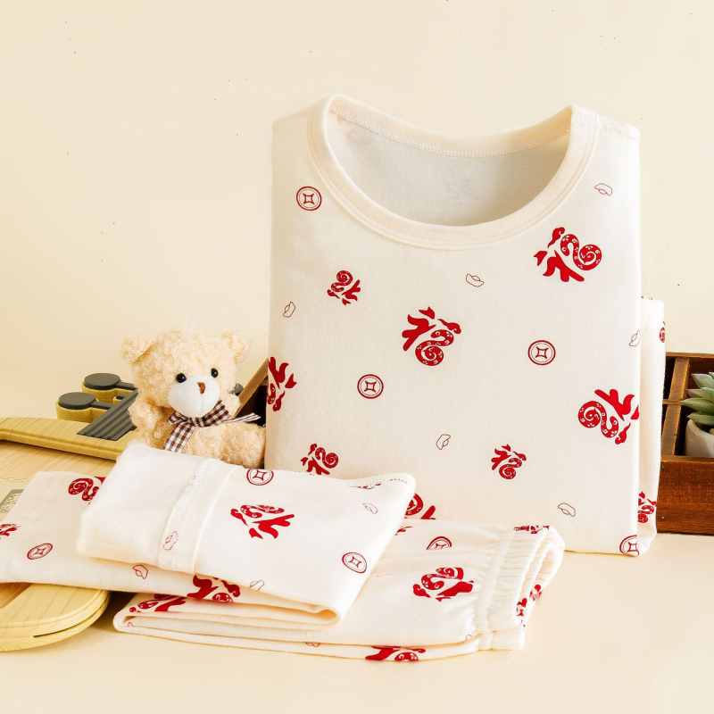 Παιδικό σετ πυτζάμας από βαμβάκι, unisex, καρτούν με μεγάλα λουλούδια, πουκάμισο με στρογγυλό λαιμό και μακριά παντελόνια, απομάκρυνση υγρασίας