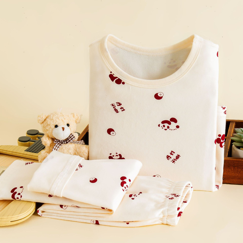 Παιδικό σετ πυτζάμας από βαμβάκι, unisex, καρτούν με μεγάλα λουλούδια, πουκάμισο με στρογγυλό λαιμό και μακριά παντελόνια, απομάκρυνση υγρασίας