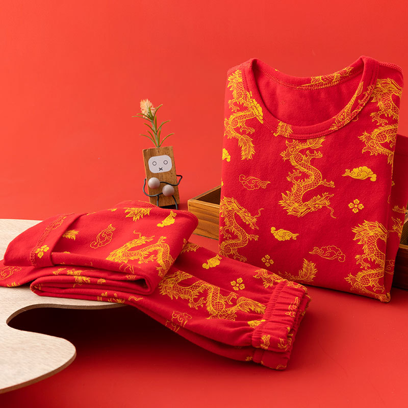 Παιδικό σετ πυτζάμας από βαμβάκι, unisex, καρτούν με μεγάλα λουλούδια, πουκάμισο με στρογγυλό λαιμό και μακριά παντελόνια, απομάκρυνση υγρασίας