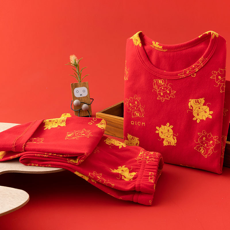 Παιδικό σετ πυτζάμας από βαμβάκι, unisex, καρτούν με μεγάλα λουλούδια, πουκάμισο με στρογγυλό λαιμό και μακριά παντελόνια, απομάκρυνση υγρασίας