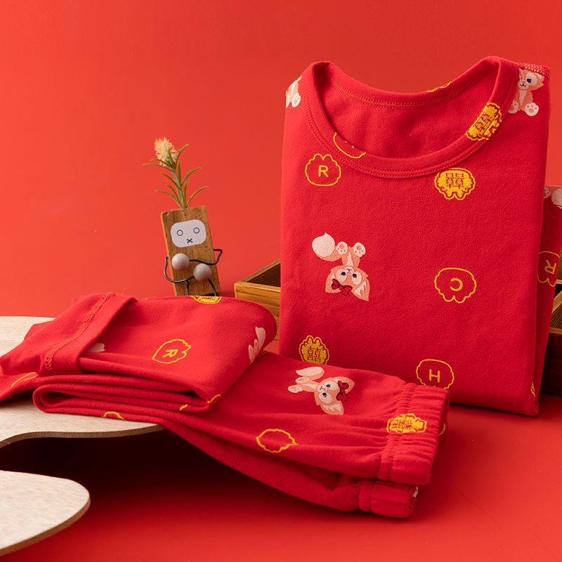 Παιδικό σετ πυτζάμας από βαμβάκι, unisex, καρτούν με μεγάλα λουλούδια, πουκάμισο με στρογγυλό λαιμό και μακριά παντελόνια, απομάκρυνση υγρασίας