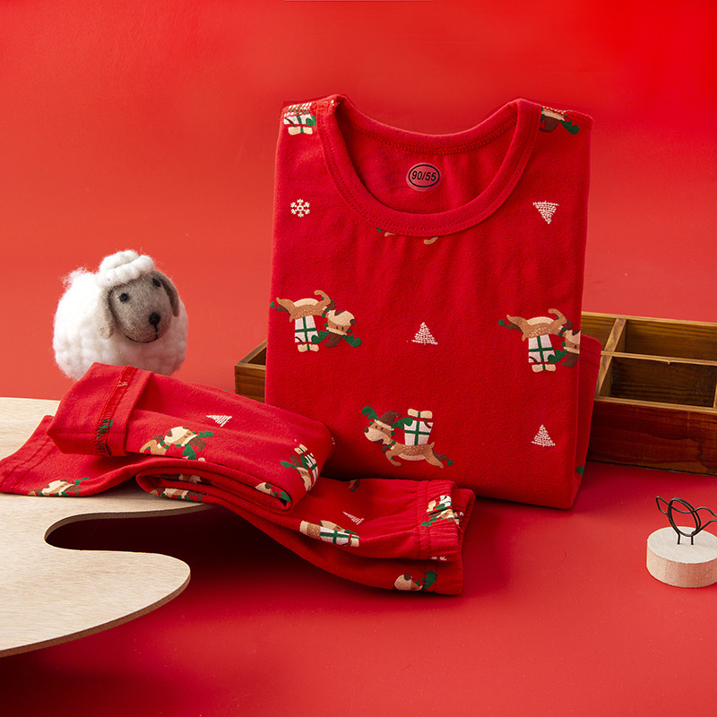 Παιδικό σετ πυτζάμας από βαμβάκι, unisex, καρτούν με μεγάλα λουλούδια, πουκάμισο με στρογγυλό λαιμό και μακριά παντελόνια, απομάκρυνση υγρασίας