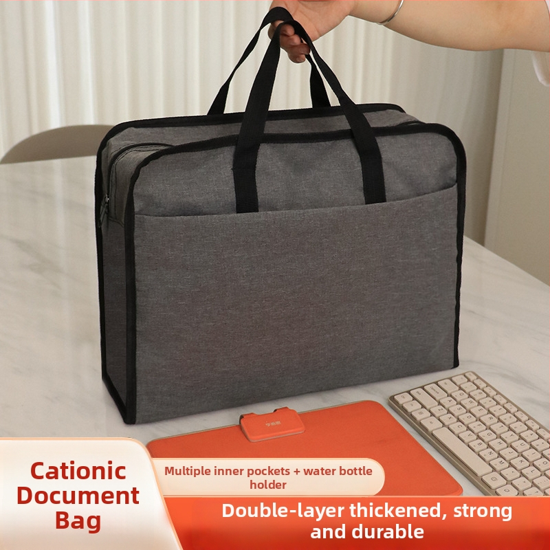 Kai Xiu dokumentová taška z kationickej Oxfordovej tkaniny, ručná verzia, štvorcový tvar, so zipsom