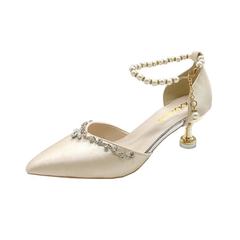 Дамски сандали с презрамки на тънък ток, остър нос, ток 6–8 cm, закопчване с една лента, горна/вътрешна част: супер влакна, гумена подметка, 2025 лято