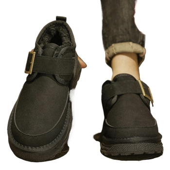 Ghete de zăpadă pentru bărbați - partea superioară PU, căptușeală caldă din blană sintetică scurtă, talpă turnată prin injecție, design Pull-On