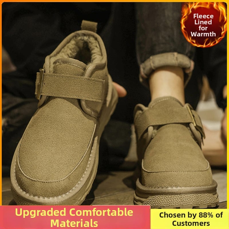 Ghete de zăpadă pentru bărbați - partea superioară PU, căptușeală caldă din blană sintetică scurtă, talpă turnată prin injecție, design Pull-On