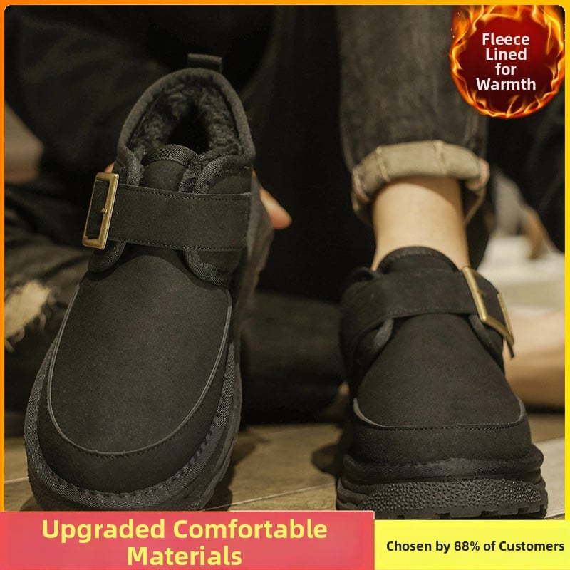 Ghete de zăpadă pentru bărbați - partea superioară PU, căptușeală caldă din blană sintetică scurtă, talpă turnată prin injecție, design Pull-On