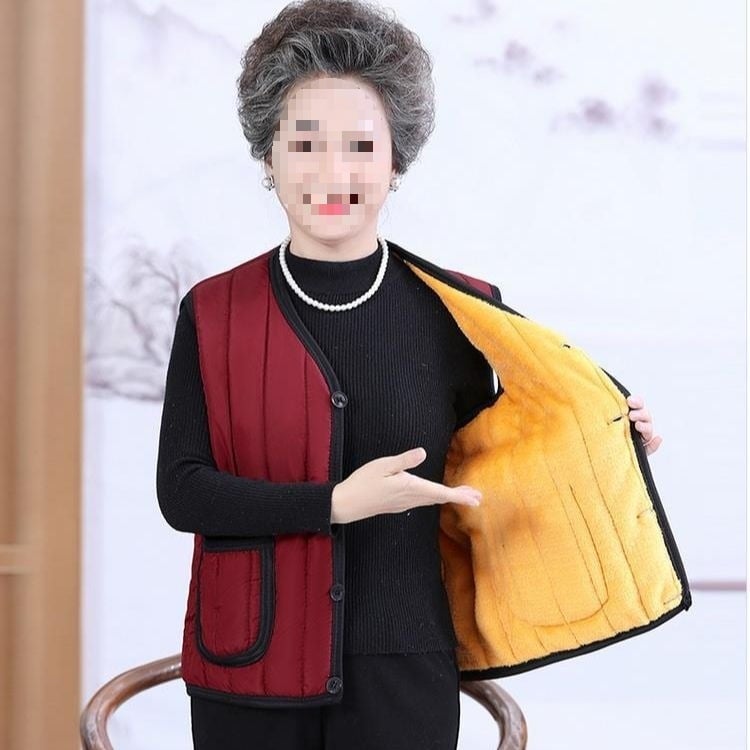 Vestă de damă din lână de miel, decolteu în V, nasture unic, lungime ultra scurtă, umplutură de lână