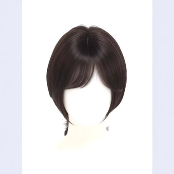 Perucă-topper cu clipsuri, păr real, tricotată manual, franjuri pe partea dreaptă (drept sau înclinat)