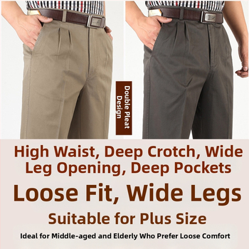 Woodpecker pantaloni casual pentru bărbați, talie înaltă, croială conică, antibacterieni