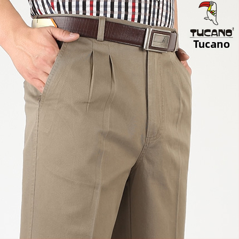 Woodpecker pantaloni casual pentru bărbați, talie înaltă, croială conică, antibacterieni