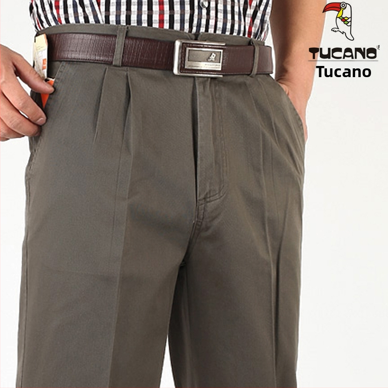 Woodpecker pantaloni casual pentru bărbați, talie înaltă, croială conică, antibacterieni