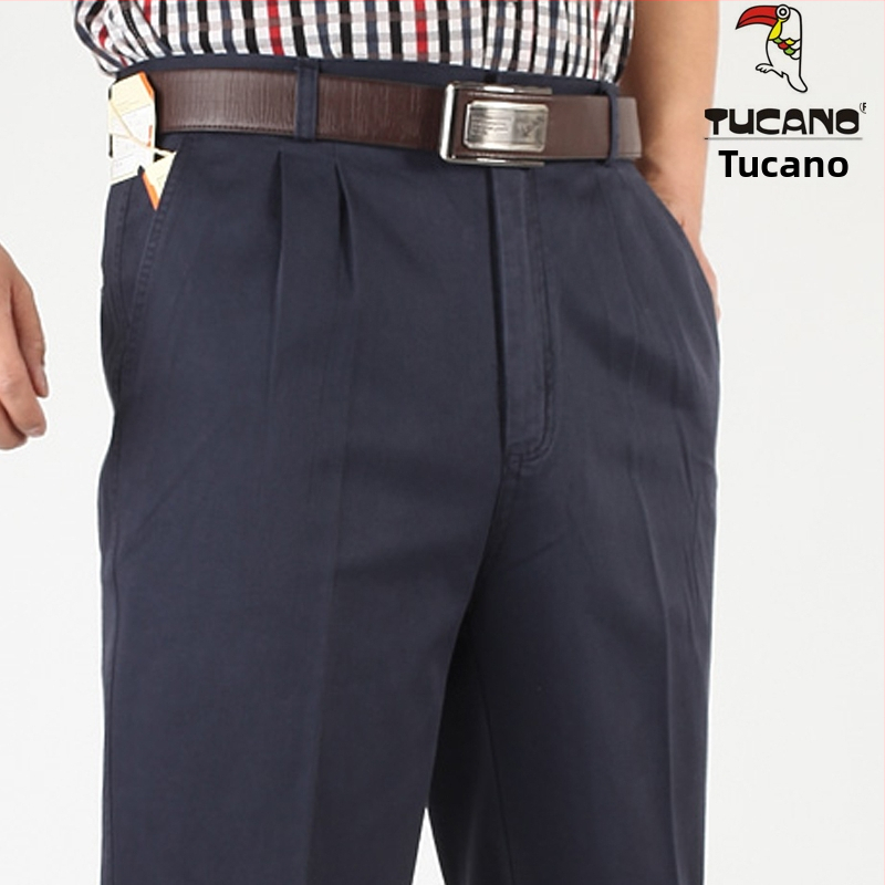 Woodpecker pantaloni casual pentru bărbați, talie înaltă, croială conică, antibacterieni